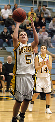 Bri Radtke hits a short bank shot.
