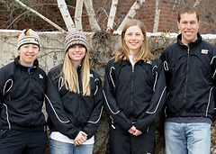 Coach Jed Friedrich and the national qualifiers from the Gustavus women's Nordic ski team