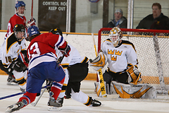 Josh Swartout drops down to make a save. (Brian Fowler photo)
