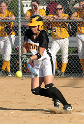 A Gustie batter lays down a drag bunt.  