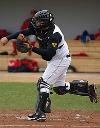 Shea Roehrkasse fires down to second base to pick off a Cardinal baserunner in the sixth inning.