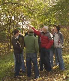 Laurent A. Parks Daloz with several Gustavus students at an overnight retreat.