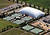 An aerial view of the Lloyd O. Swanson Tennis Center and the Brown Outdoor Tennis Complex.