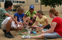 Gustavus NYSP students perform a group nutrition exercise.
