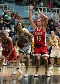 Molly Mathiowetz goes up for two points in the second half.
