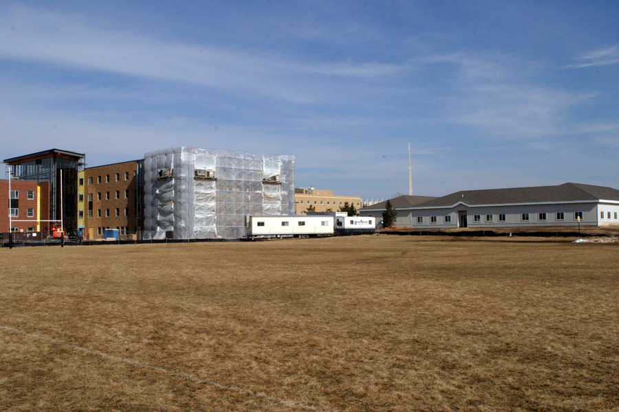 Mattson Hall (on the right) and Southwest  residence hall are the two newest additions to the Gustavus campus.