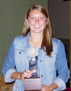 Kimbra Kosak displays her NGCA Division III Freshman of the Year Award