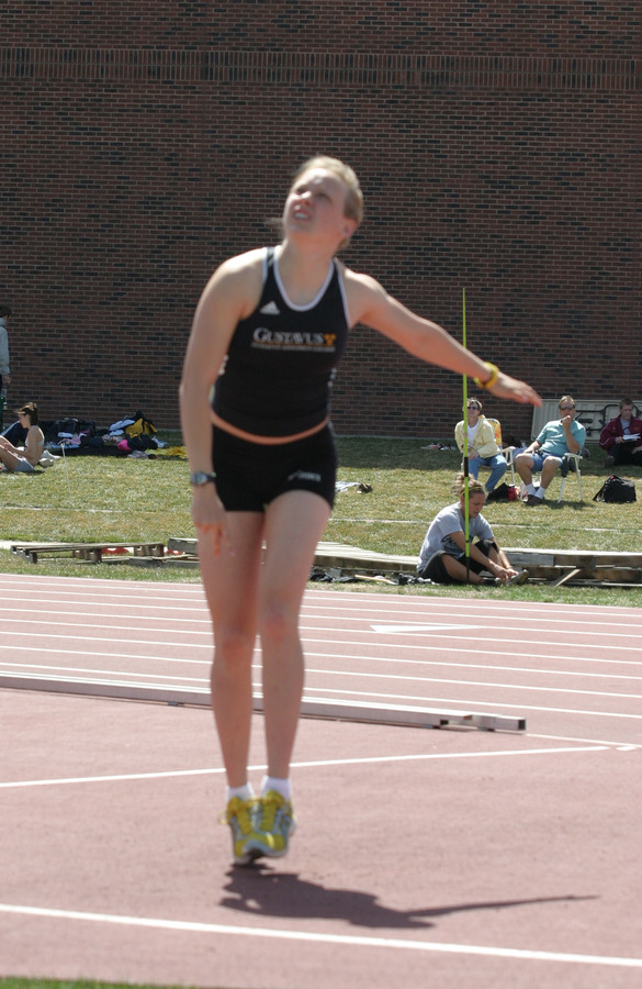 Brown, a first-year became the second Gustavus woman to win a NCAA individual title with her surprise win in the javelin.
