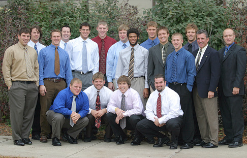 Seventeen senior football players (pictured with Coach Schoenebeck) will play at home for the final time Saturday.