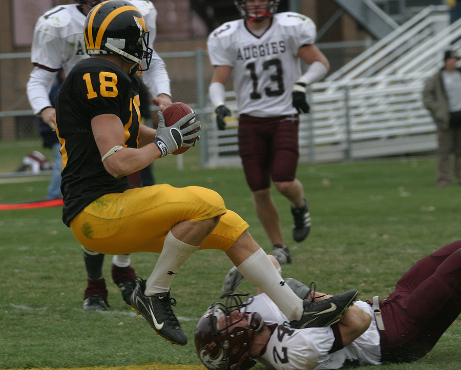 Tom Johnson made this touchdown catch with 3:22 to play to put the game out of reach.
