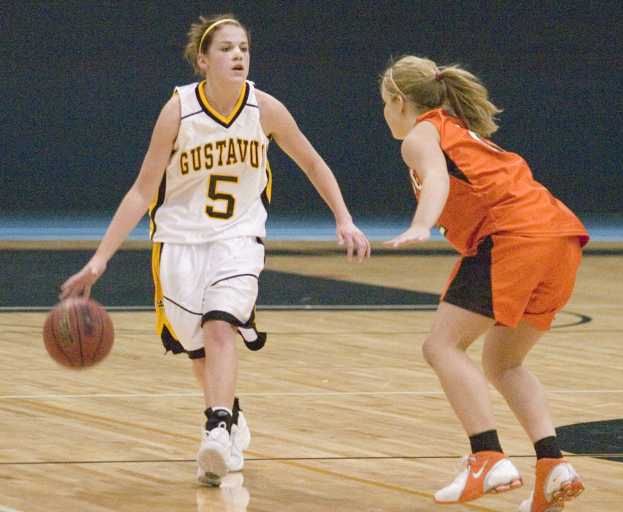 Brianna Radtke handles the ball on the point.