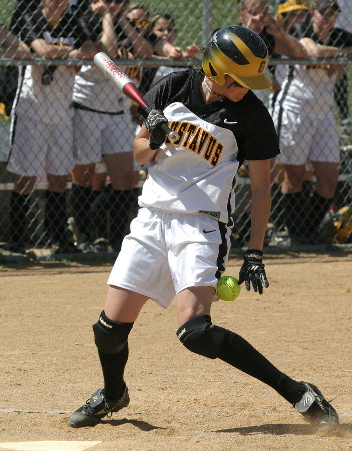 Rachael Click gets hit by a pitch in the first game.