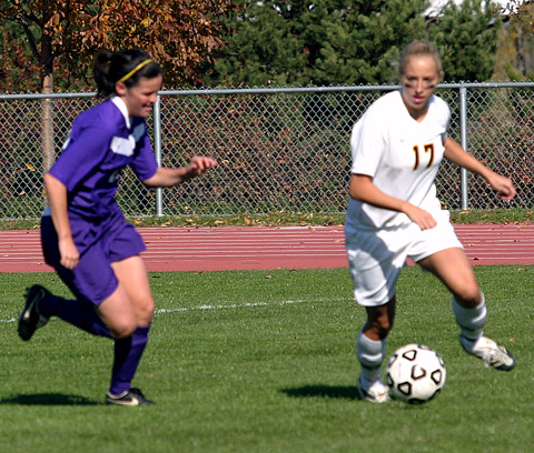 Alison Ditmer starts the counter attack for the Gusties.