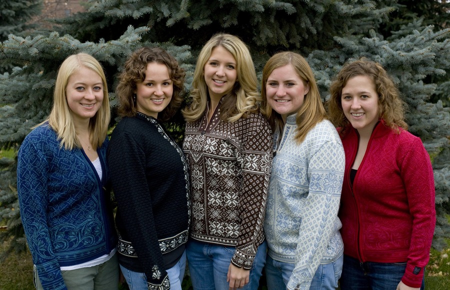 The 2007 Lucia Court (l to r) Cathryn Nelson, Amara Berthelsen, Katelyn Johnson, Hayley O’Connell, and Chelsea Koepsell 