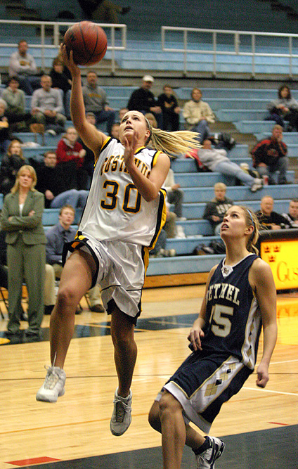 Emily Nelson breaks free for a layup in the second half.
