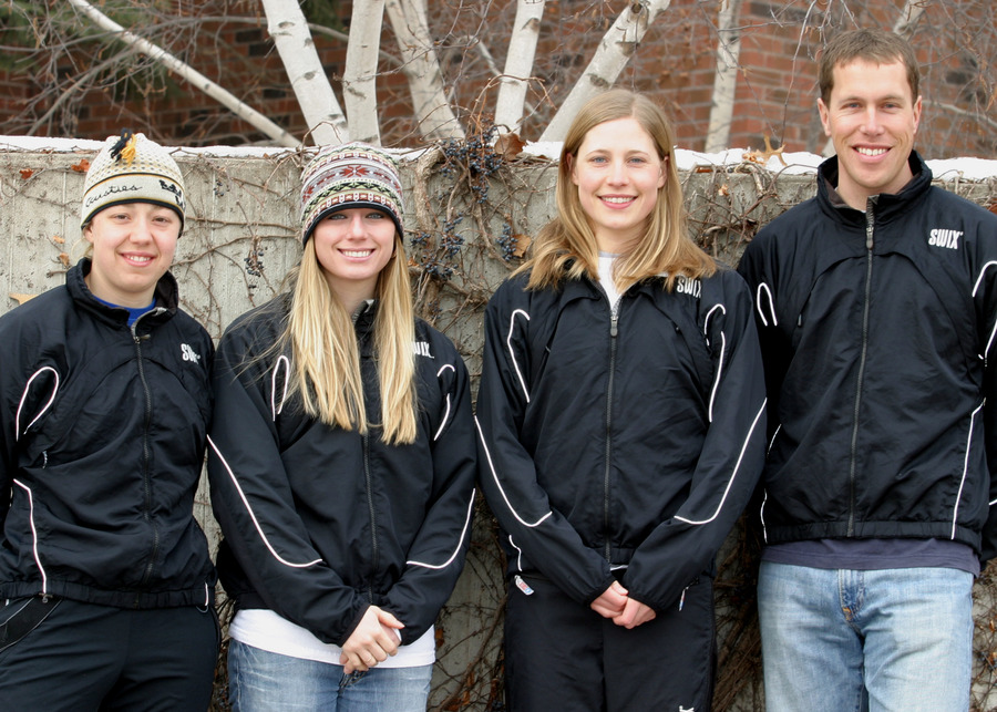Coach Jed Friedrich and the national qualifiers from the Gustavus women’s Nordic ski team