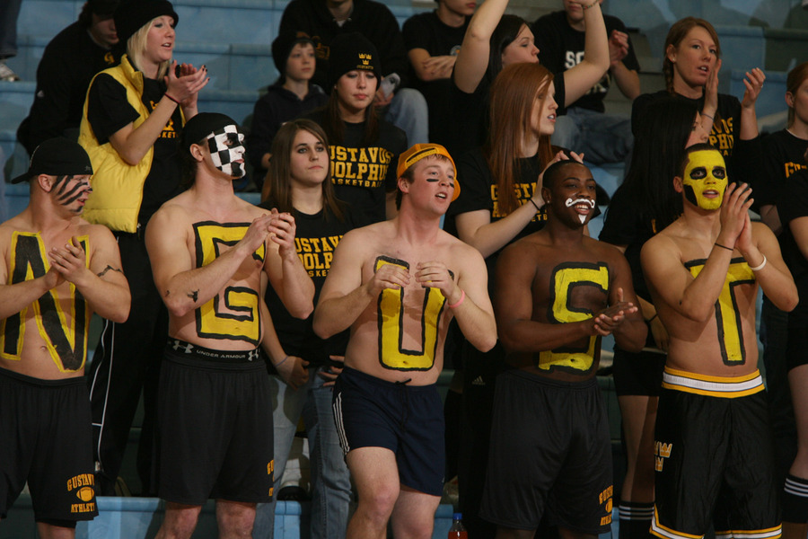 A boisterous student crowd cheered the Gusties to victory. (Bridget Fowler photo)