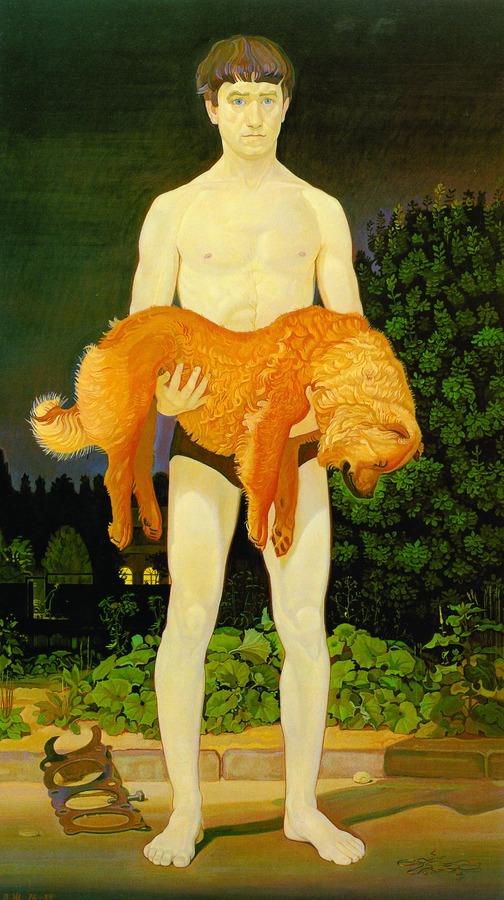 <i>Man with a Slain Dog</i> by Dmitrii Zhilinsky
