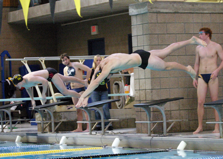 A Gustie swimmer gets off to a fast start.