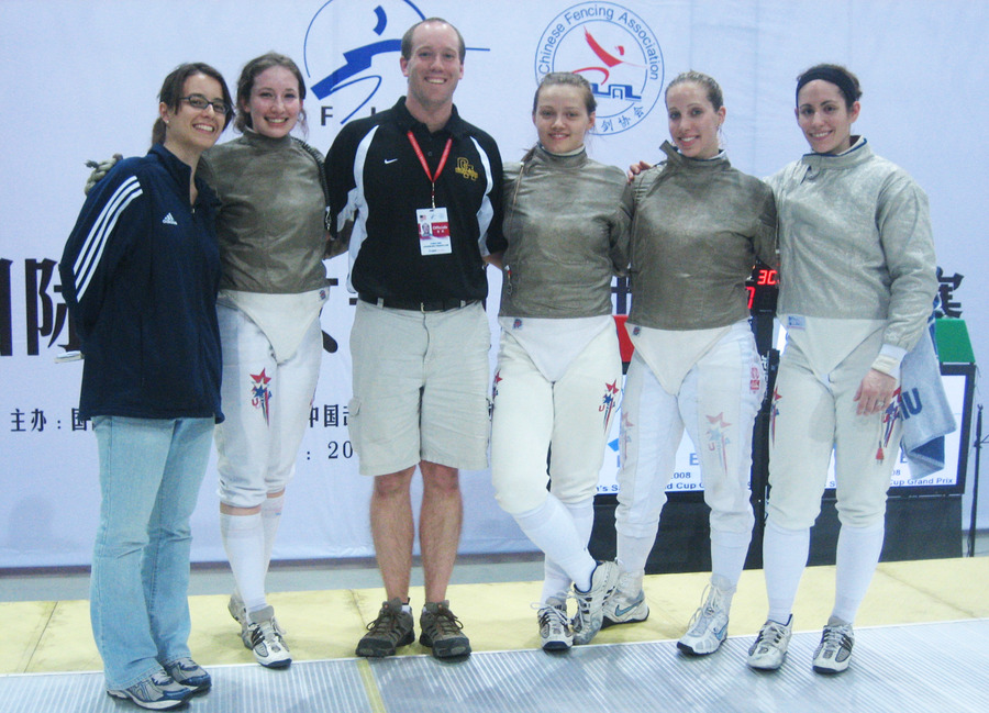 Kyle Momsen with the U.S. women’s saber fencing team.