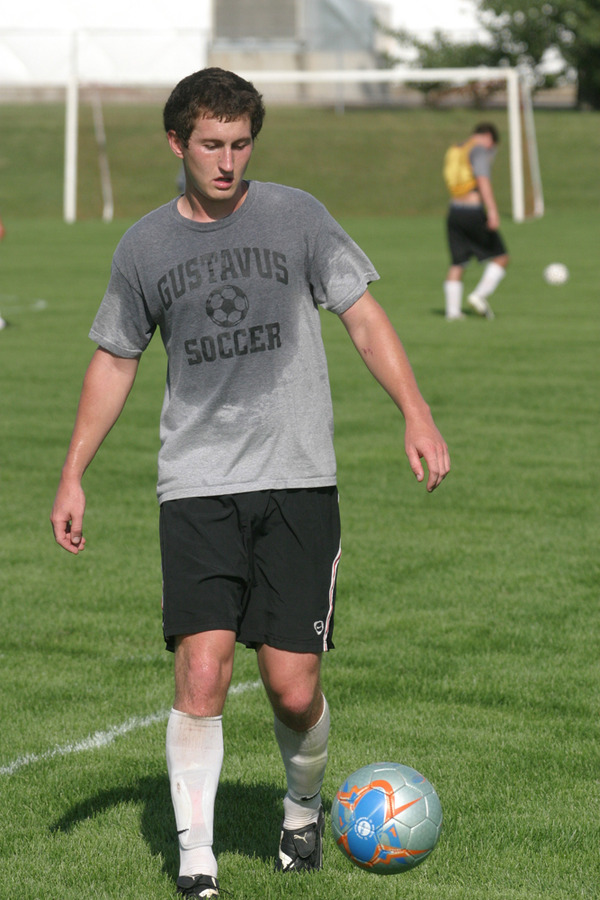 Senior captain Fraser Horton works a good sweat during a drill.