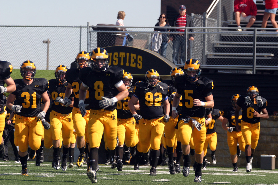 The Gusties charging out on to the field prior to the Saint John’s game.