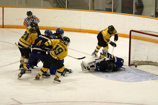 Brittany Northagen (#21) scores the second goal of the game for the Gusties.