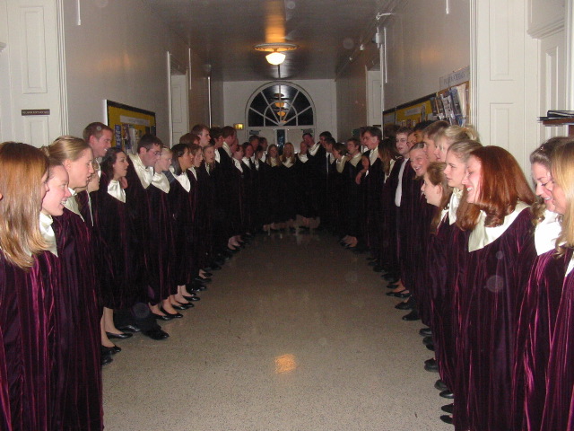 The circle song after a performance.
