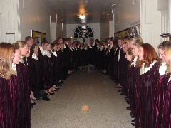 The circle song after a performance.