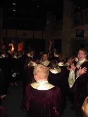 Lining up for the first concert.