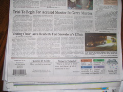 WE MADE THE PAPER! for our stuck bus.