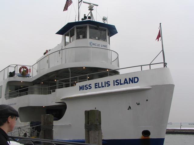 The boat to Ellis Island and the Statue of Liberty