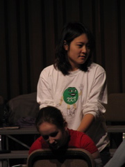 A back rub to rub away 4 hours of rehearsal!