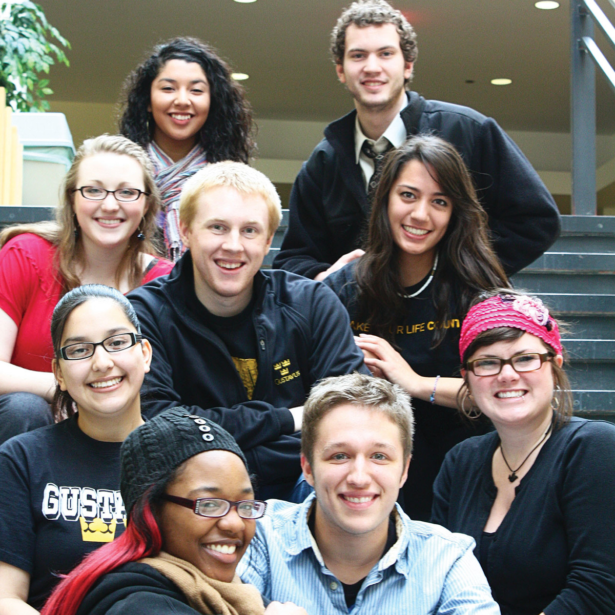 Gusties on the steps of Jackson Campus Center