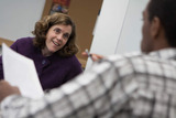 FTS Professor Becky Fremo meets with a student