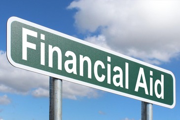 Financial aid written on road sign