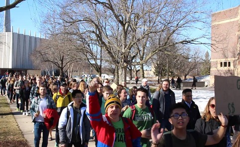Students marching during Groundswell Day