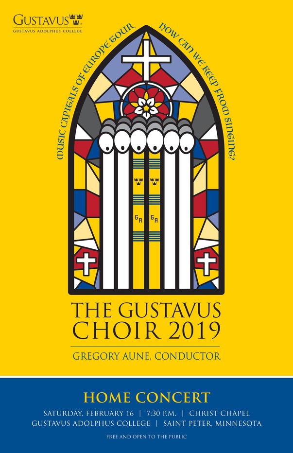 Program cover for 2019 Gustavus Choir international tour