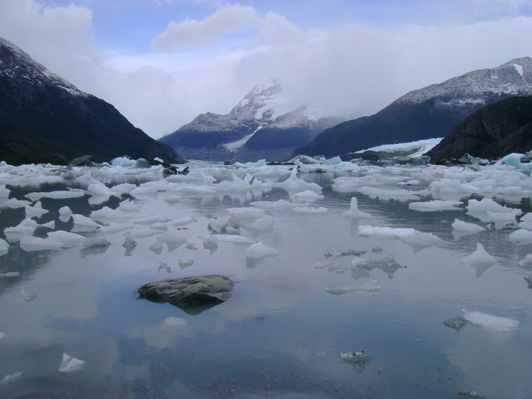 Iceberg chunks from a melting glacier
