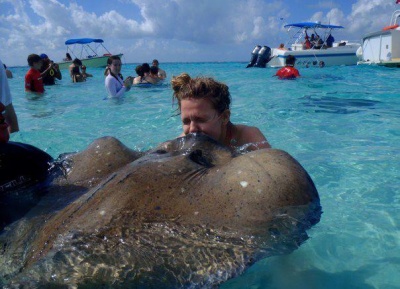 Kissing a Stingray in Grand Cayman