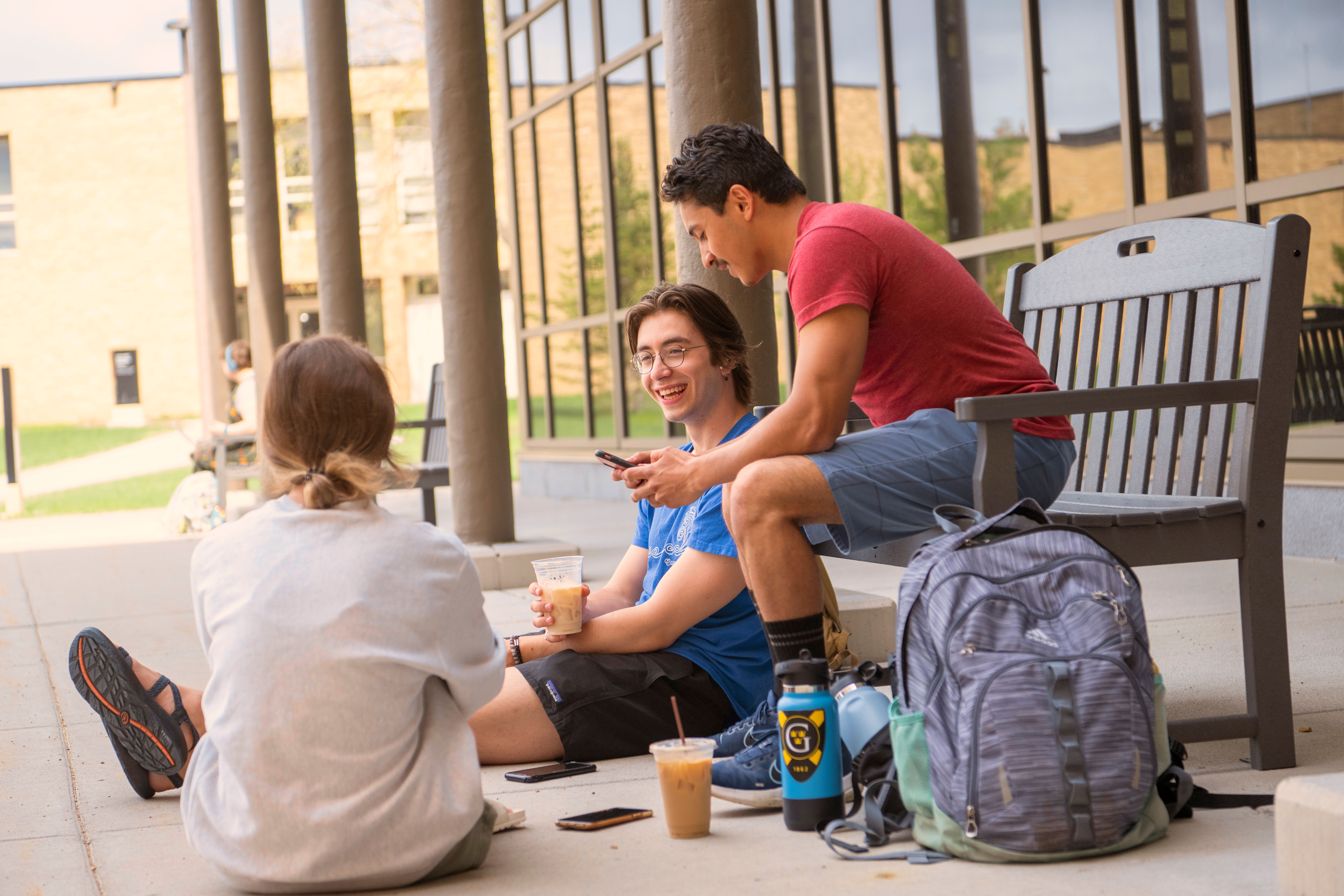 3 students outside STEAMery