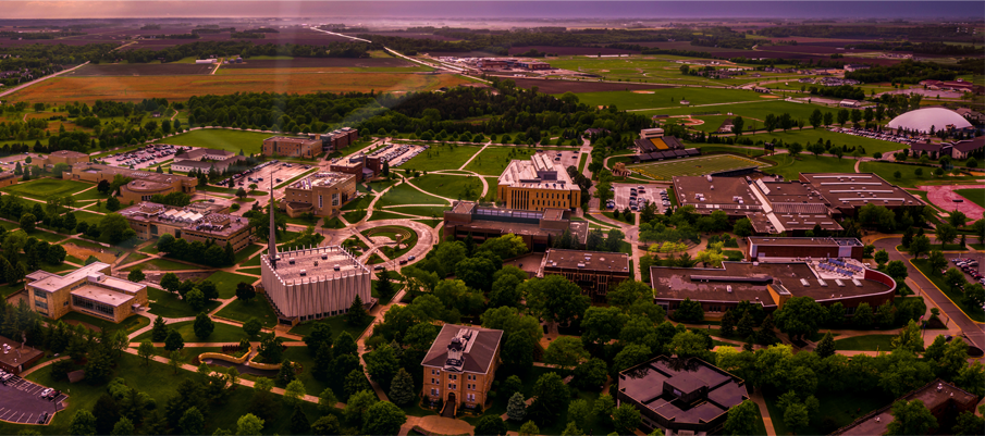 Aerial view of Gustavus Adolphus College