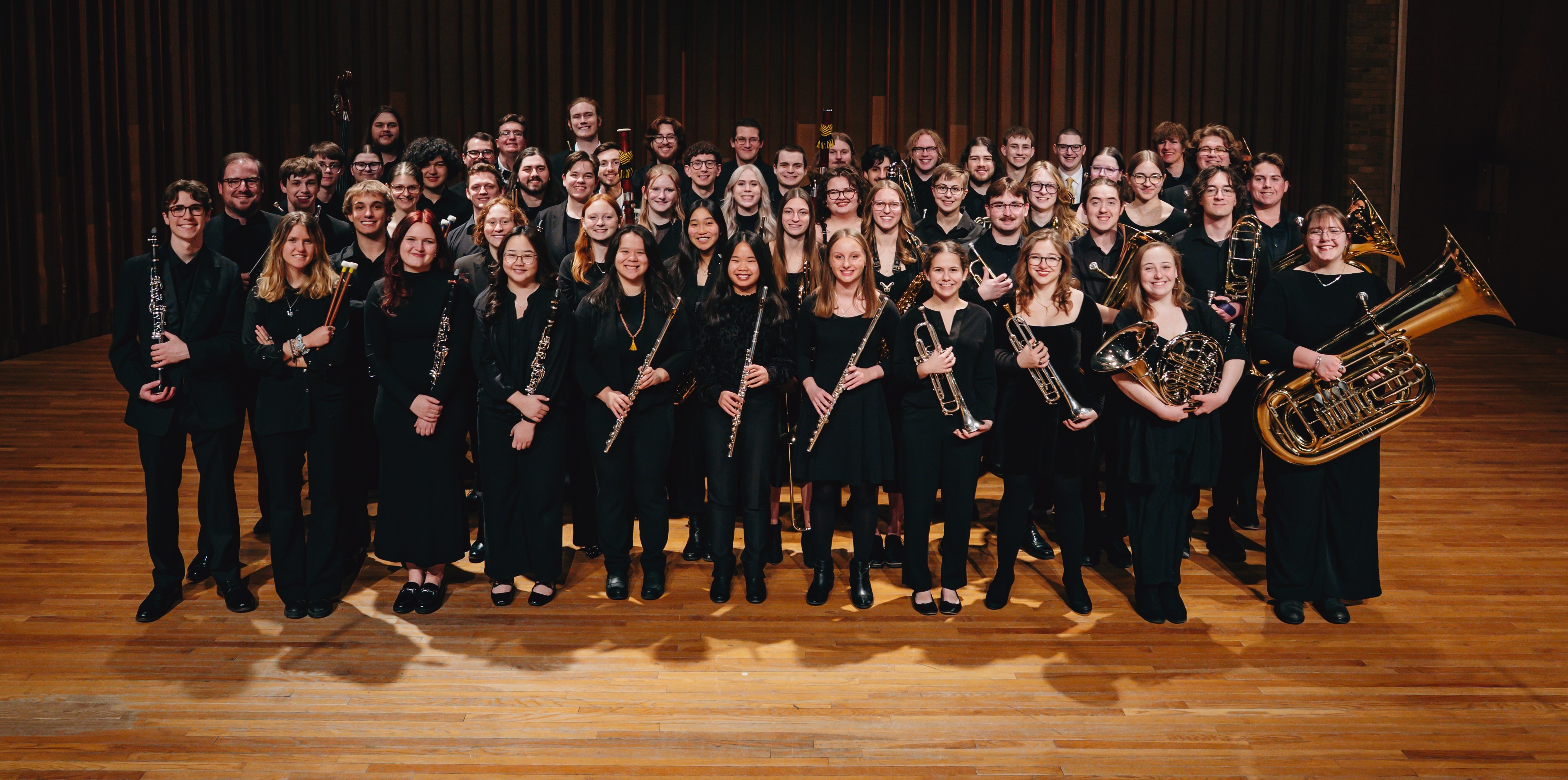 The Gustavus Wind Orchestra's 2025-2026 ensemble photo