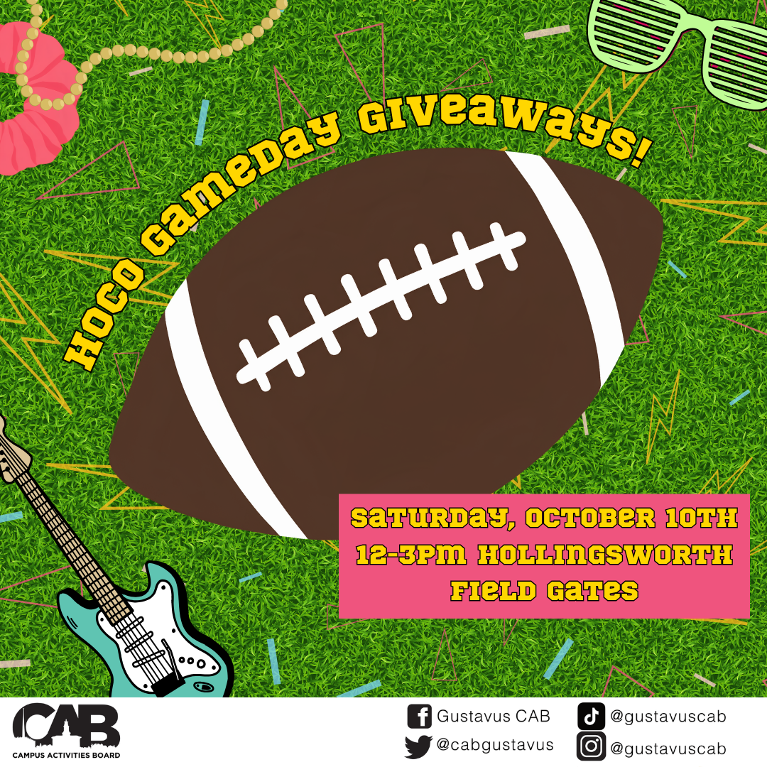 Stop by the CAB tables at the entrance of the Football field to pick up free 80s-themed accessories. 