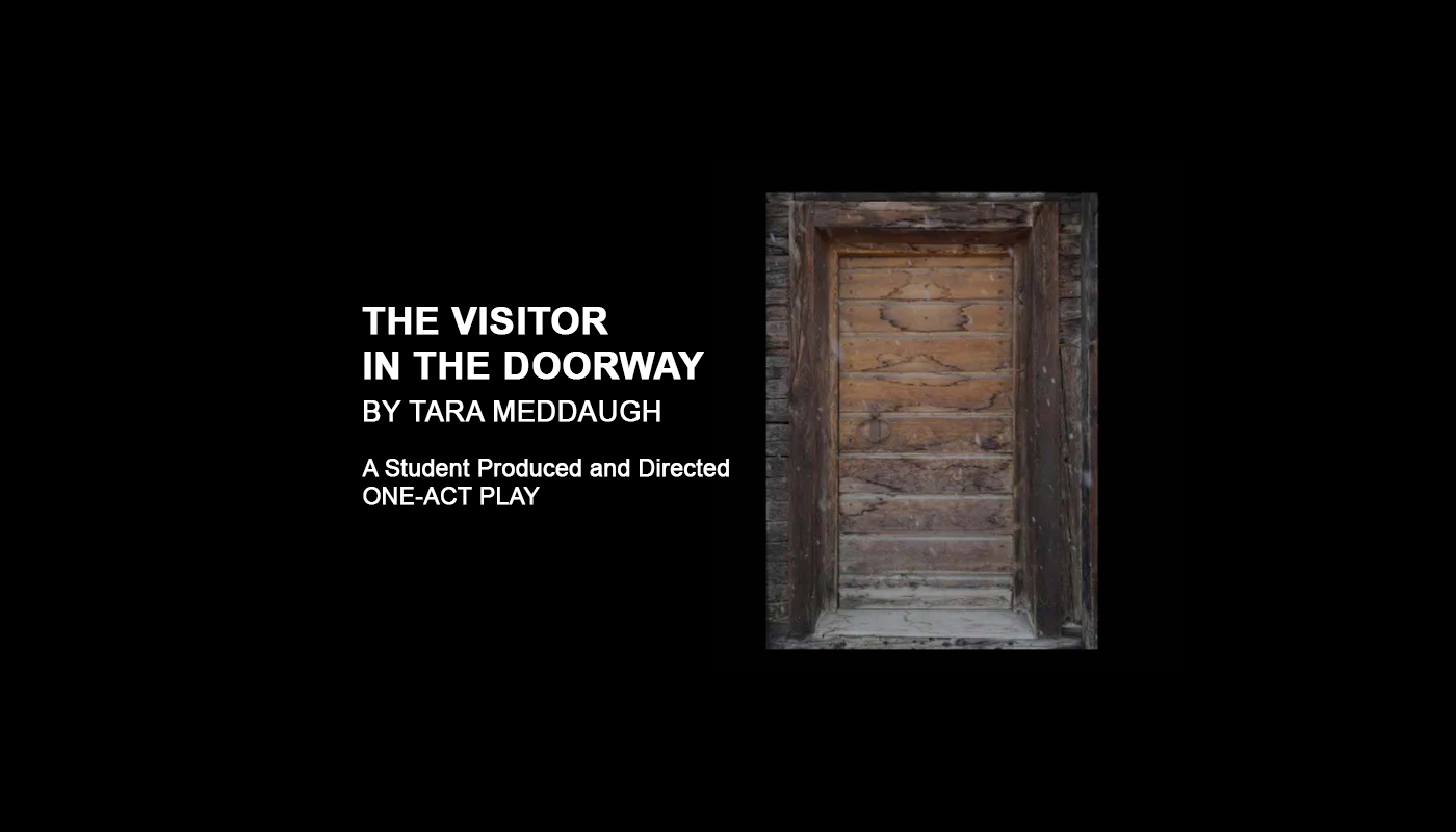 Wooden door with black background