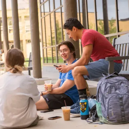3 students outside STEAMery
