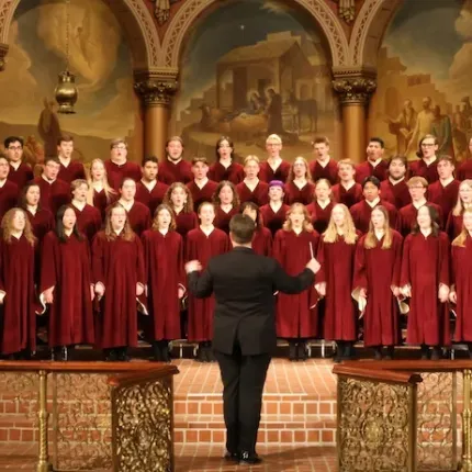The Gustavus Choir performing in Philadelphia, PA.