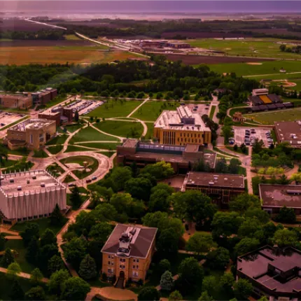 Aerial view of Gustavus Adolphus College