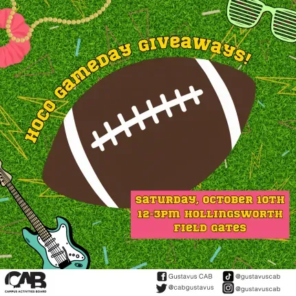 Stop by the CAB tables at the entrance of the Football field to pick up free 80s-themed accessories. 