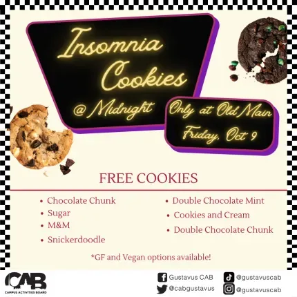 Free Insomnia Cookies at Midnight on Friday Night in Oldmain
